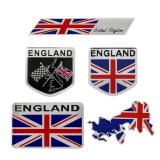 APPEARS NEW - TOMALL 5Pcs 3D Metal UK Emblem Badge for Car, SUV, Truck - Zinc Alloy, Chrome - Blue, Black, White - Universal Fit - Side Fender, Rear Trunk - British Union Jack Symbol