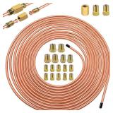 APPEARS NEW - Eoppen 3/16inch x 25 ft Brake Line Tubing Kit Flexible Copper Coated Alloy Brake Line Tubing Coil with 18 Inverted Flare Fittings and 1 Unions SAE Standard