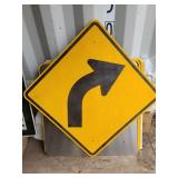 Right Curve Ahead Warning Sign