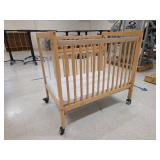 (2) Mobile Wooden Baby Crib
