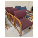 (3) Oak Chair with Burgundy Upholstery