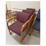 (3) Oak Chair with Burgundy Upholstery