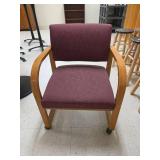 (3) Oak Chair with Burgundy Upholstery