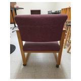 (3) Oak Chair with Burgundy Upholstery