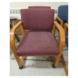(3) Oak Chair with Burgundy Upholstery