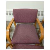 (3) Oak Chair with Burgundy Upholstery