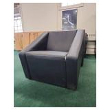 Modern Black Leather Lounge Chairs with Chrome Base