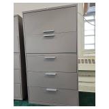 5-Drawer Lateral File Cabinet - Grey Metal - NO KEY