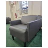 Grey Leather Club Chairs - Set of Commercial Lounge Seating