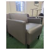 Grey Leather Club Chairs - Set of Commercial Lounge Seating