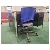 Modern Blue Office Task Chair and Desk