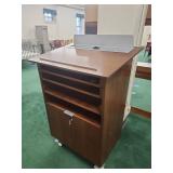 Mobile Wooden Lectern with Storage Cabinet