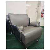 Grey Leather Office Club Chairs Set