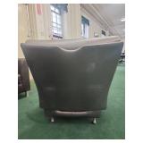 Grey Leather Office Club Chairs Set