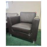 Grey Leather Office Club Chairs Set