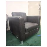 Grey Leather Office Club Chairs Set