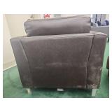 Grey Leather Office Club Chairs Set