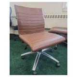 (3) Modern Brown Leather Office Chair with Chrome Base