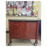 Vintage Industrial Metal Desk with Wheels