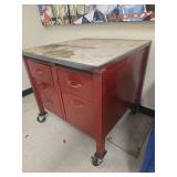 Vintage Industrial Metal Desk with Wheels