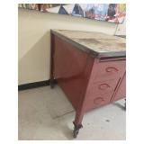 Vintage Industrial Metal Desk with Wheels