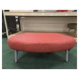 Modern Round Coral Ottoman with Metal Legs