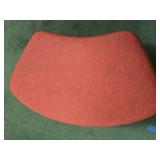 Modern Round Coral Ottoman with Metal Legs