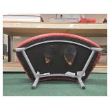 Modern Round Coral Ottoman with Metal Legs