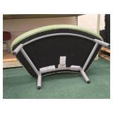 Modern Sage Green Ottoman with Metal Base