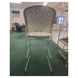 White Perforated Bar-Height Chair