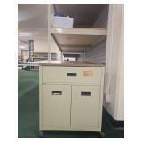 Mobile Storage Cabinet with Wood Top