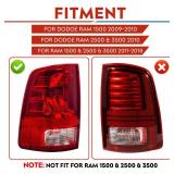 (3 Pack) Tail Light Assembly + 3rd Brake Light For Dodge Ram 1500 2009-2018 for Ram 2500 3500 2010-2018 Only Fit factory Halogen/incandescent and Without Projector Headlights Models LED Smoke Lens
