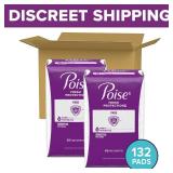 Poise Incontinence & Postpartum Pads for Bladder Leaks, 4 Drop Moderate Absorbency, Regular Length, 132 Count, Packaging May Vary