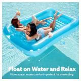 SLOOSH Inflatable Tanning Pool Lounger Float, 85 x 57 Extra Large Pool Floats Adult with Pillow, 4 in 1 Suntan Tub Raft Floatie,Sunbathing Bed Lounge for Water Blow Up Ball Pit Party Gifts, XL-Blue