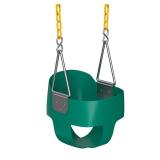 Jungle Gym Kingdom Baby Swing Outdoor - Heavy Duty Toddler Swing Set Accessories, High Back, Full Bucket Seat with Coated Chains for Outdoor Use - Fully Assembled - Green