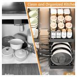 XIAPIA Pull Out Cabinet Organizer, Pots and Pans Organizer under Cabinet with 8 Adjustable Dividers, Pull Out Shelves for Kitchen Cabinets, Pot Lid Organizers inside Cabinet (Black, 2 Pack)