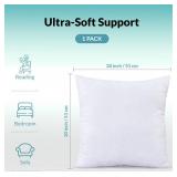 ROYALE LINENS 20 x 20 Pillow Insert - Down Alternative Throw Pillows Insert - Square Pillow Pack of 1 White - Bed & Couch Pillows - Inner Cushion for Bed, Cushion for Living Room - Shams Stuffer