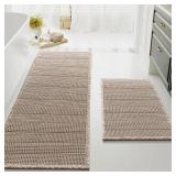 H.VERSAILTEX Waffle Bath Mat Super Absorbent Bathroom Mats Non Slip Bath Rugs for Bathroom Floor Machine Washable Ultra Soft Bathroom Rugs for Beside Tub, (32 x 20 Plus 24 x 60 - Inches, Irish Cream)