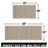 H.VERSAILTEX Waffle Bath Mat Super Absorbent Bathroom Mats Non Slip Bath Rugs for Bathroom Floor Machine Washable Ultra Soft Bathroom Rugs for Beside Tub, (32 x 20 Plus 24 x 60 - Inches, Irish Cream)