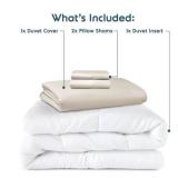 Nestl Full Duvet Cover Set with Comforter Insert - Off White 4 Piece 80x90 Duvet Cover & 2 Pillow Shams with White Quilted Down Alternative Comforter, Ultra Soft, All Season