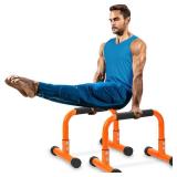 TABEKE Push Up Bar, 12 High Parallettes Bars & Dip Bar With Full-Cover Foam Handles, No Wobbling Calisthenics Equipment For Handstand, L-Sit, Gymnastics, Strength Training Home Gym