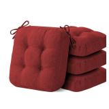 IASEAHK Chair Cushions for Dining Chairs, Dining Chair Cushions, Tufted Indoor Chair Pads with Ties & Non Slip Backing, Seat Cushions for Kitchen Chairs 16.5 x 16.5 x 3.5, Set of 4, Red