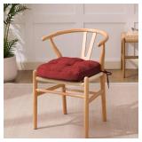 IASEAHK Chair Cushions for Dining Chairs, Dining Chair Cushions, Tufted Indoor Chair Pads with Ties & Non Slip Backing, Seat Cushions for Kitchen Chairs 16.5 x 16.5 x 3.5, Set of 4, Red
