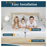 FeelAtHome 3-in-1 Bed Bridge Converter Kit Twin XL to King | Split King Gap Filler with Attached Fitted Sheet & Straps | Adjustable Bed Mattress Connector (White)