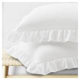 KKJIAF Ruffle Pillow Cases Standard Size Set of 2, Ruffled Pillow Covers with Envelope Closure, Wrinkle Resistant Pillowcases 20 x 26, Ruffled Pillow Shams, White