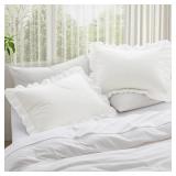 KKJIAF Ruffle Pillow Cases Standard Size Set of 2, Ruffled Pillow Covers with Envelope Closure, Wrinkle Resistant Pillowcases 20 x 26, Ruffled Pillow Shams, White