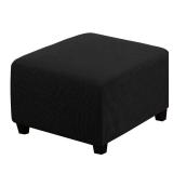 H.VERSAILTEX Square Ottoman Covers Ottoman Slipcovers Folding Storage Stool Furniture Protector Form Fit with Elastic Bottom, Stretch High Spandex Small Checks Jacquard Fabric(Large,Black)