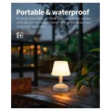 KDG Modern Cordless Small Table Lamps, Outdoor Portable Shower Waterproof LED Dimmable Desk Lamp, 5000mAh Rechargeable Battery Operated Lighting for Restaurant, Bedroom, Bathroom, Night Light (White)