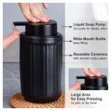 BosilunLife Dish Hand Soap Dispenser - Black Liquid Pump Soap Dispenser for Bathroom Decro 12oz Ceramic Kitchen Dish Dispenser with Rust-Proof Liquid Pump Modern Refillable Lotion Bottles