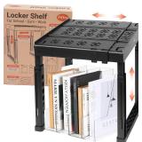 Piffny Locker Organizer Shelfï¼ Adjustable Width and Height, Stackable, Ideal Locker Shelf for School, Office, Gym Lockers, or Even Kitchen Cabinets & Under Sink Organization (Black 1 Pack)